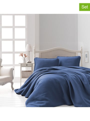 Colourful Cotton 3tlg. Tagesdecken-Set "Liv" in Blau