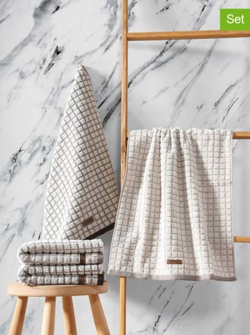 Colourful Cotton 4er-Set: Handtücher in Hellbraun/ Beige