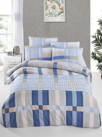 Colourful Cotton Komplet pościeli renforcé "Orina" w kolorze niebiesko-beżowym