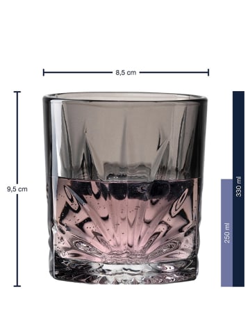 LEONARDO 4-delige set: whiskyglazen "Capri" grijs - 330 ml