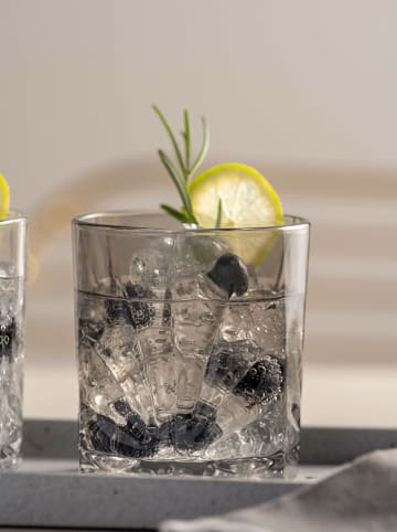 LEONARDO 4-delige set: whiskyglazen "Capri" grijs - 330 ml