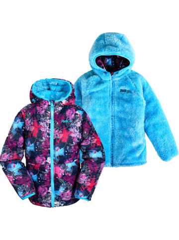 Peek U Omkeerbare doorgestikte jas "Meadow" donkerblauw/turquoise
