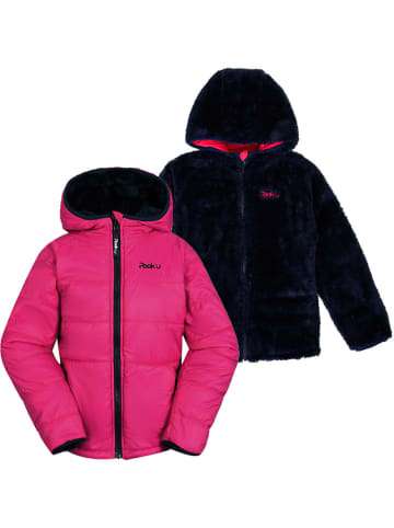 Peek U Omkeerbare doorgestikte jas "Clover" roze/donkerblauw