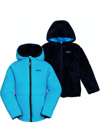 Peek U Omkeerbare doorgestikte jas "Clover" turquoise/donkerblauw