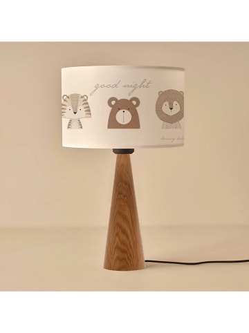 ABERTO DESIGN Lampa stołowa w kolorze biało-jasnobrązowym - wys. 38 x Ø 24 cm