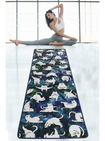 ABERTO DESIGN Yoga-Teppich in Dunkelblau/ Weiß