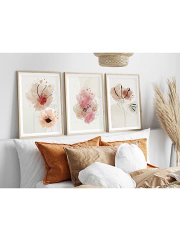 ABERTO DESIGN 3er-Set: Gerahmte Holzkunstdrucke