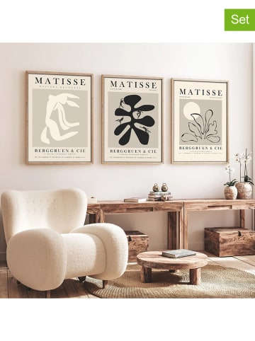 ABERTO DESIGN 3-delige set: ingelijste kunstdrukken op hout