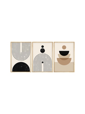 ABERTO DESIGN Druki artystyczne (3 szt.) w drewnianej ramce