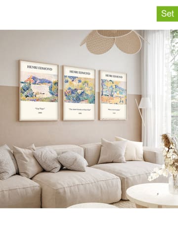 ABERTO DESIGN 3-delige set: ingelijste kunstdrukken op hout