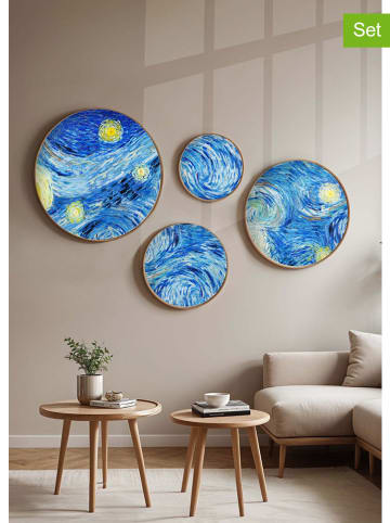 ABERTO DESIGN 4er-Set: Gerahmte Holzkunstdrucke