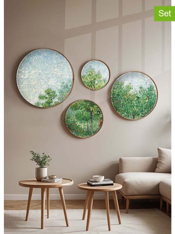 ABERTO DESIGN 4er-Set: Gerahmte Holzkunstdrucke