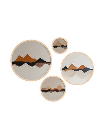 ABERTO DESIGN 4er-Set: Gerahmte Holzkunstdrucke