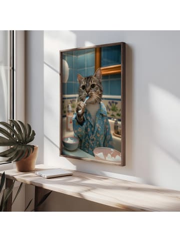 ABERTO DESIGN Ingelijste kunstdruk op hout - (L)70 x (B)50 cm