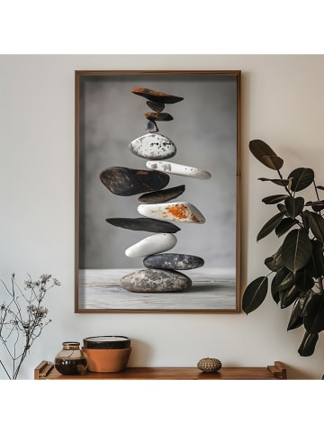 ABERTO DESIGN Ingelijste kunstdruk op hout - (L)70 x (B)50 cm