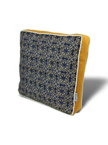 ABERTO DESIGN Stoelkussen donkerblauw/goudkleurig