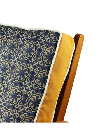 ABERTO DESIGN Stuhlkissen in Dunkelblau/ Gold