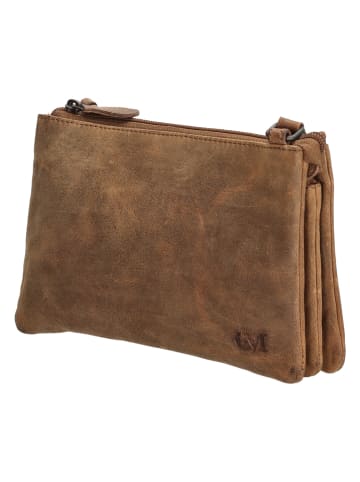 GOODMAN Leder-Umhängetasche "Goodman" in Hellbraun - (B)22 x (H)14 x (T)4 cm