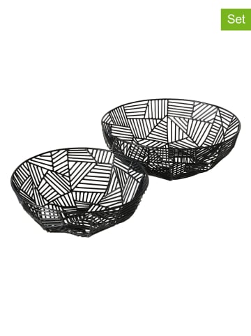 Boltze 2-delige set: decoratieve schalen "Graphina" zwart