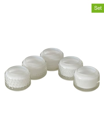Boltze 5-delige set: theelichthouders "Vadina" wit - (H)6 x Ø 8 cm