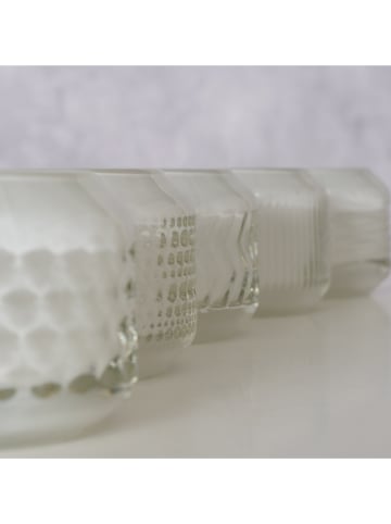 Boltze 5-delige set: theelichthouders "Vadina" wit - (H)6 x Ø 8 cm
