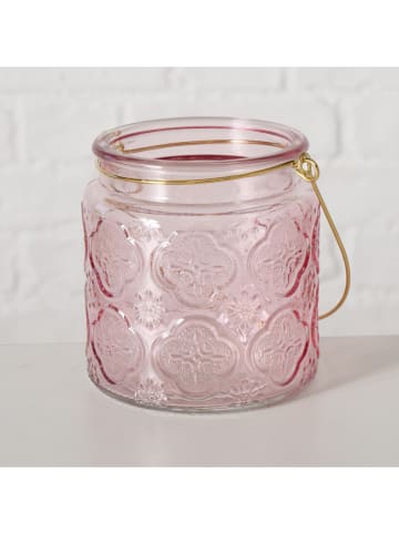 Boltze 2er-Set: Windlichter "Aloha" in Pink/ Rosa - (H)11 cm