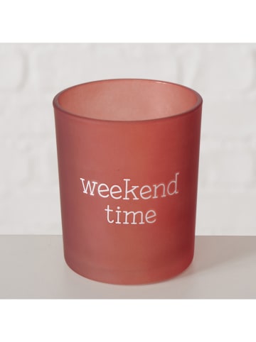 Boltze 3-delige set: windlichten "Weekend" rood/paars/lichtbruin - (H)9 cm