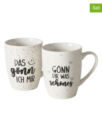 Boltze 2er-Set: Kaffeetassen "Gönnung" in Schwarz/ Grau/ Weiß - 350 ml