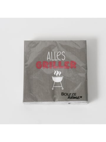 Boltze 3er-Set: Servietten "Grillzeit in Rot/ Beige/ Grau - 3x 20 Stück
