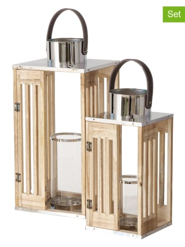 Boltze 2er-Set: Laternen "Octavia" in Hellbraun/ Silber