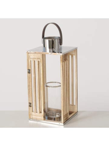 Boltze 2er-Set: Laternen "Octavia" in Hellbraun/ Silber