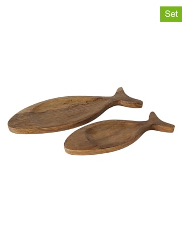 Boltze 2-delige set: decoratieve schalen "Larico" bruin
