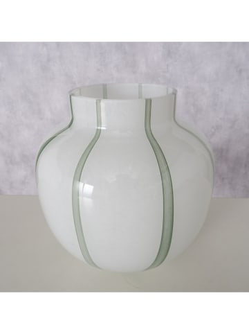 Boltze Vase "Grenea" in Weiß/ Grün - (H)19 x Ø 19 cm