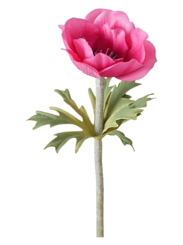 Boltze Kunstbloem "Anemoon" groen/roze - (H)7 cm