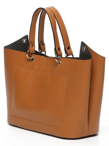 Victor & Hugo Paris Skórzany shopper bag "Vita" w kolorze karmelowym - 37 x 23 x 13 cm