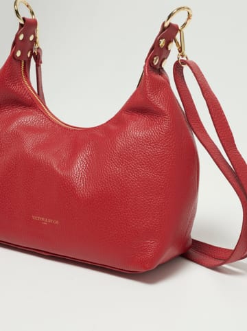 Victor & Hugo Paris Leder-Umhängetasche "Oasis" in Rot - (B)33 x (H)22 x (T)11 cm