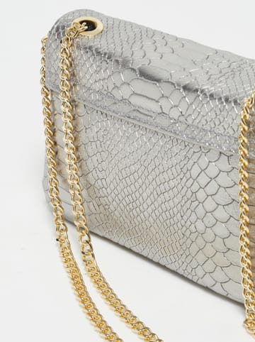 Victor & Hugo Paris Leder-Schultertasche "Kiera" in Silber - (B)21 x (H)15 x (T)7 cm