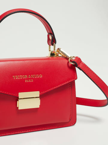 Victor & Hugo Paris Leder-Henkeltasche "Leah" in Rot - (B)18,5 x (H)12,5 x (T)6 cm