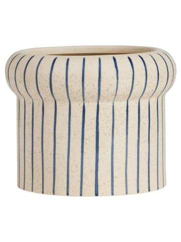OYOY living design Blumentopf "Aki" in Beige/ Blau - (H)13 cm x Ø 16,5 cm
