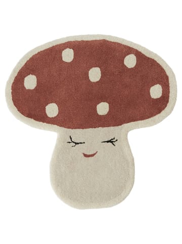 OYOY mini Tapijt "Malle Mushroom Rug" crème/rood - (B)77 x (H)75 cm