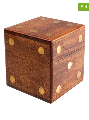 Kare 6tlg.Set: Dekobox mit Würfeln "Dice" in Hellbraun