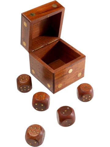 Kare 6tlg.Set: Dekobox mit Würfeln "Dice" in Hellbraun