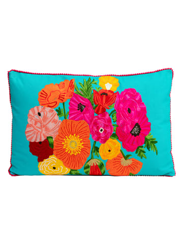 Kare Kussen "Fiorista" turquoise/meerkleurig - (L)60 x (B)40 cm