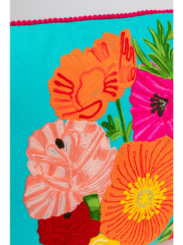 Kare Kussen "Fiorista" turquoise/meerkleurig - (L)60 x (B)40 cm