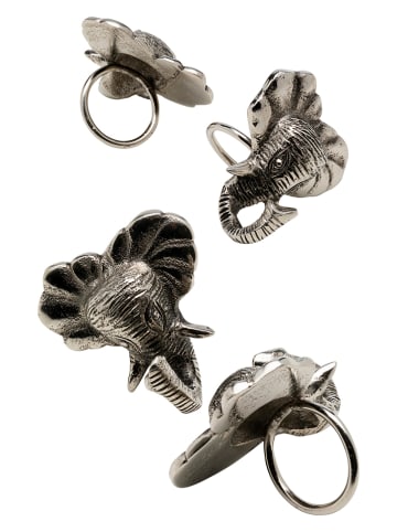 Kare Serwetniki (4 szt.) "Happy Elephants" w kolorze srebrnym - 3 x 3 cm