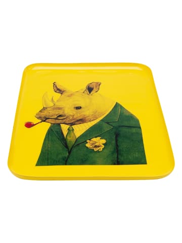 Kare Tablett "Ego Rhino" in Gelb - (L)30 x (B)20 cm