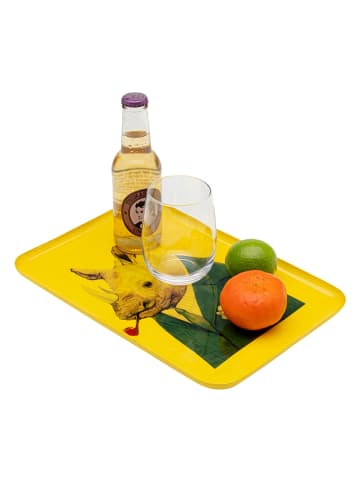 Kare Tablett "Ego Rhino" in Gelb - (L)30 x (B)20 cm