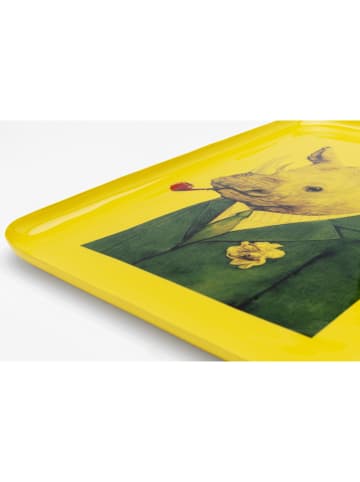 Kare Tablett "Ego Rhino" in Gelb - (L)30 x (B)20 cm