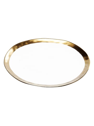 Kare Dinerbord "Bell" wit/goudkleurig - Ø 31 cm