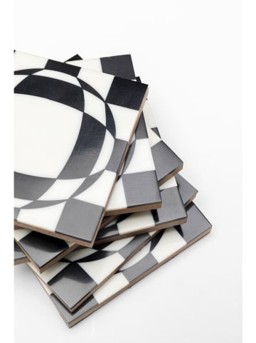 Kare 7-delige onderzetterset "Miracle" zwart/wit - (B)12 x (H)6 x (D)12 cm